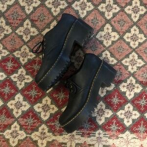 Dr Martens Shriver Low 3-Eye Black Platform Oxford Brogue Shoes sz UK 5/US 7